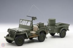 1:18 Jeep Willys Army Green with Trailer