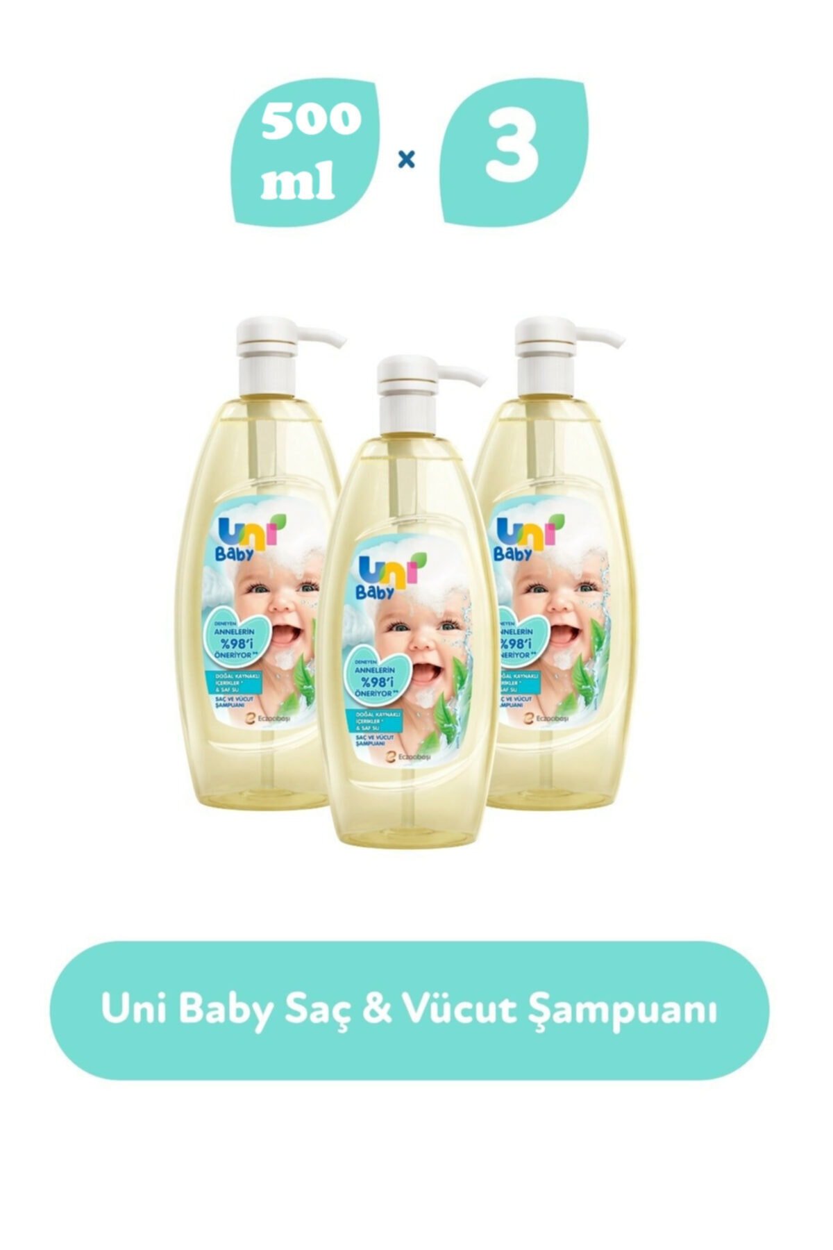 Uni Baby Bebek Şampuanı 500 ml 3 Kutu