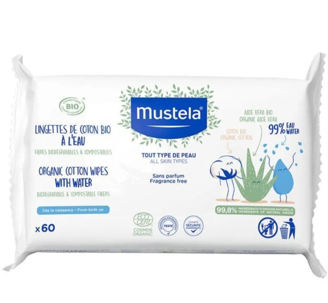 Mustela Organik Pamuklu Islak Mendil 60 Yaprak