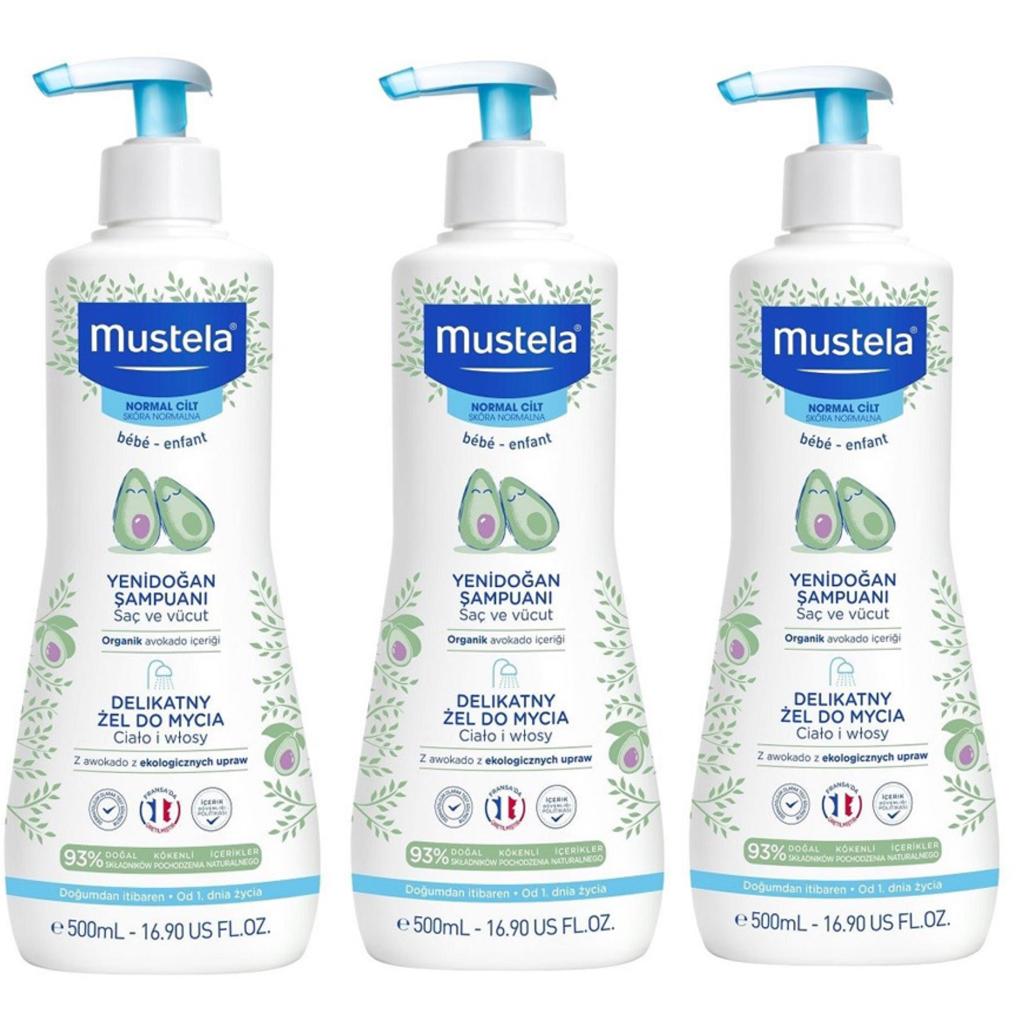 Mustela Gentle Cleansing Gel Yenidoğan Şampuan 500 ml 3 Kutu