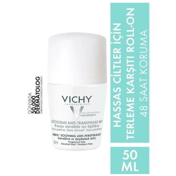 Vichy Roll-On Deodorant Hassas ve Epilasyon Yapılmış Ciltler için 50 ml
