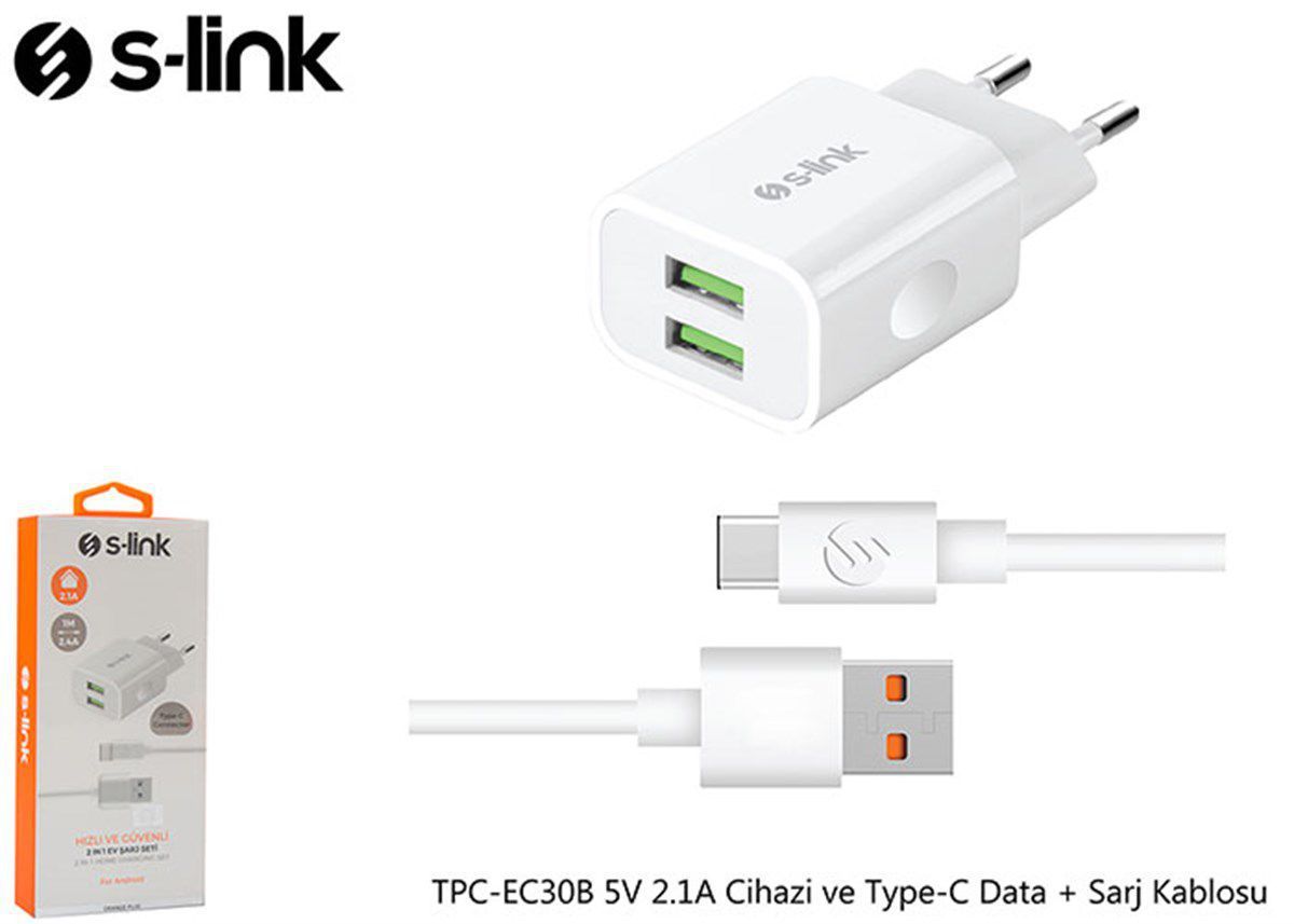 S-Link AND-EC14B 1A Micro Usb Şarj Cihazı Beyaz