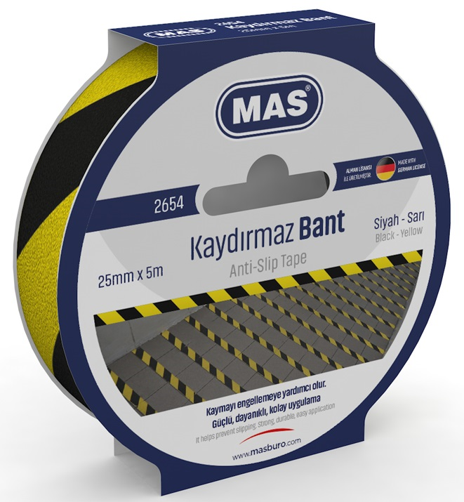 Mas Kaydırmaz Bant 25mmx5m Sarı & Siyah 2654
