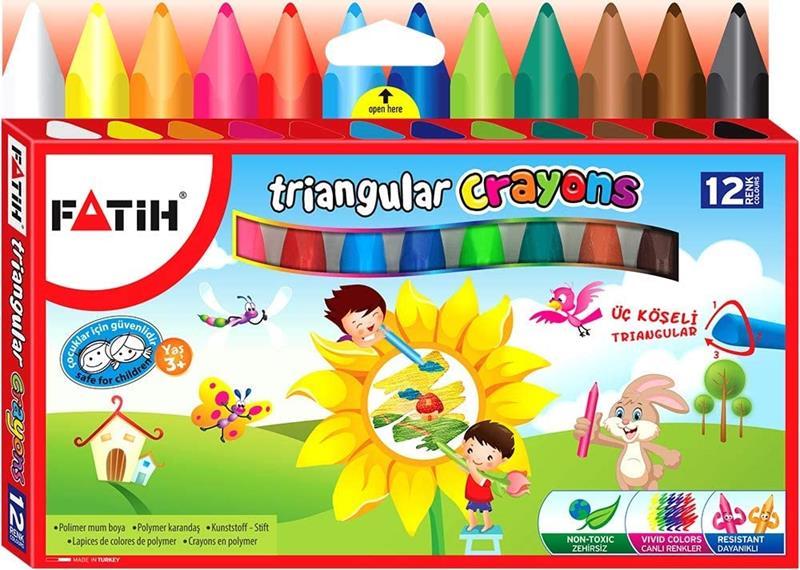 Fatih Crayon Boya 12 Renk Jumbo Üçgen 50290