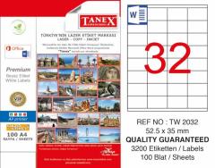 Tanex Lazer Etiket Tw-2032 52.5 X 35 Mm