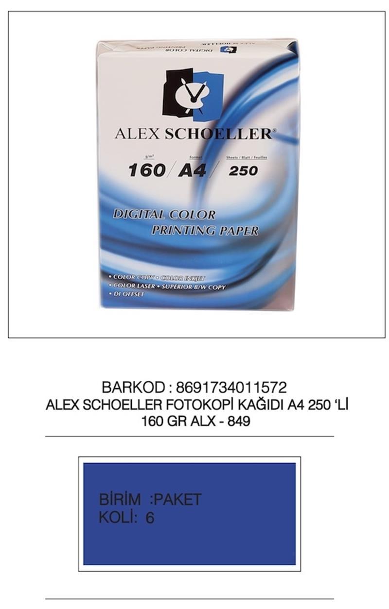 Alex Fotokopi Kağıdı A4 160gr 250li ALX-849