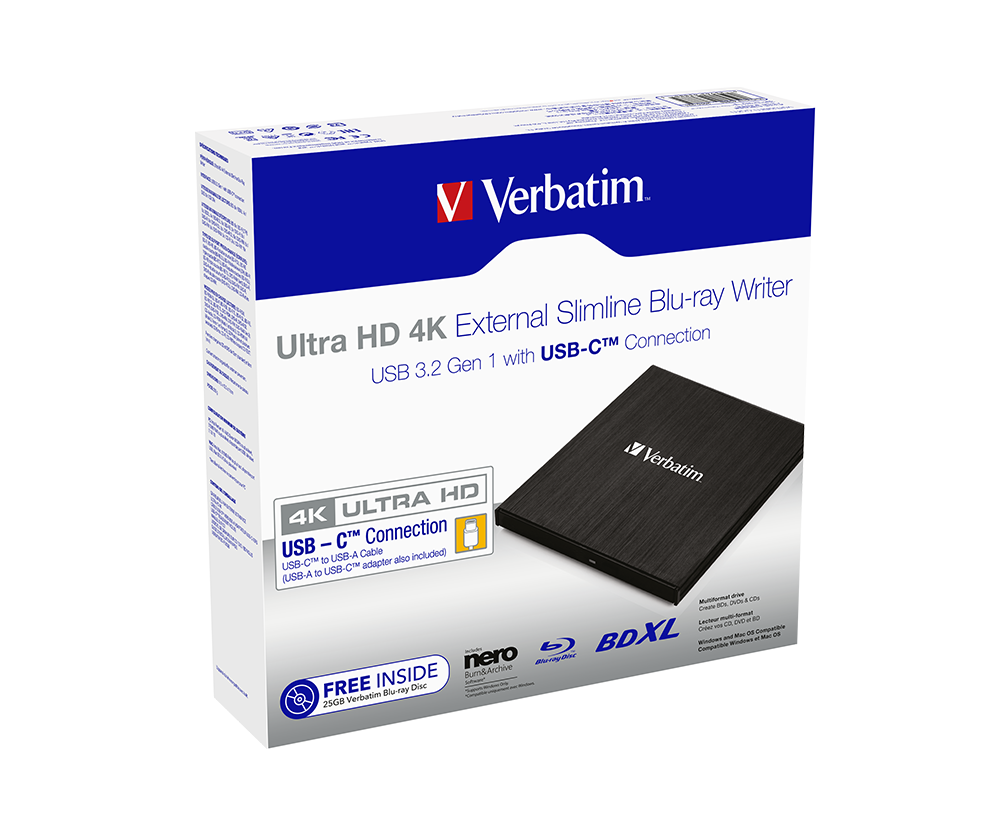 Verbatim USB-C Ultra HD 4K Blu-Ray Yazıcı