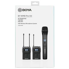 Boya BY-WM8 Pro-K4 Çift Kanallı Kablosuz Yaka ve El Mikrofon Seti