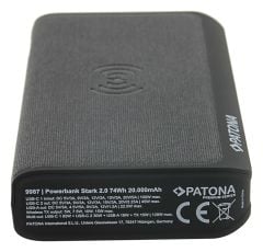 Patona Premium Powerbank Stark 2.0 PD100W 20000mAh, QI wireless charging, 2xUSB-C 1xUSB-A connector