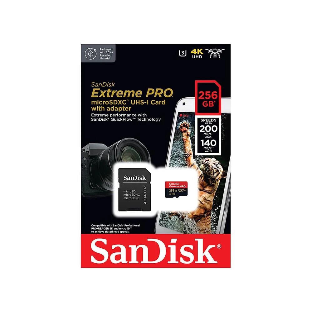 Sandisk Extreme Pro 256 GB MicroSD Hafıza Kartı (200MB/S)
