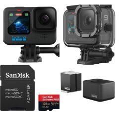 Gopro HERO 12 BLACK Aksiyon Kamerası + Sandisk Extreme Pro 128GB Hafıza Kartı + GoPro Enduro İkili Şarj Cihazı + İkili Enduro Batarya + Housing