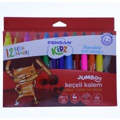 Pensan Keçeli Boya Kalemi Kidz Jumbo Yıknabilir 12 Renk
