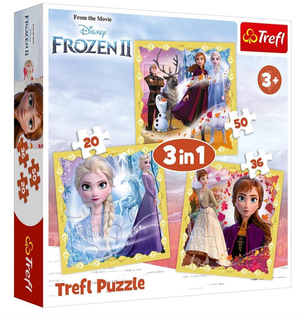 Trefl 3 İn 1 Puzzle (20+36+50 Parça) The Power of Anna and Elsa / Disney Frozen II 34847