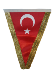 Vatan Masa Bayrağı Türk Üçgen Simli 15x22.5