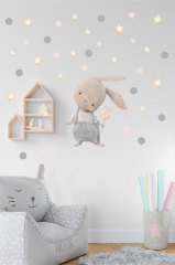 Sevimli Tavşan, Yıldız ve Puantiyeler Çocuk Odası Duvar Sticker