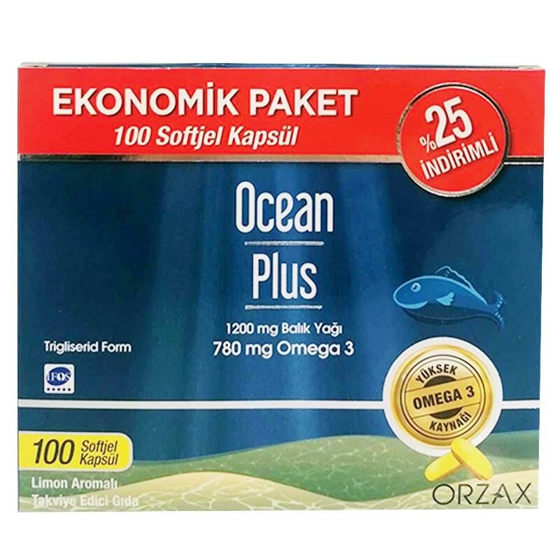 Ocean Plus Limon Aromalı Takviye Edici 100 Kapsül | Ekonomik Paket