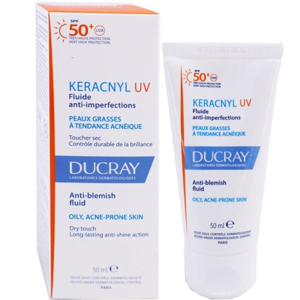 Ducray Keracnyl Akneye Eğilimli Ciltler İçin Leke Karşıtı Güneş Koruyucu UV SPF50+ 50 ml