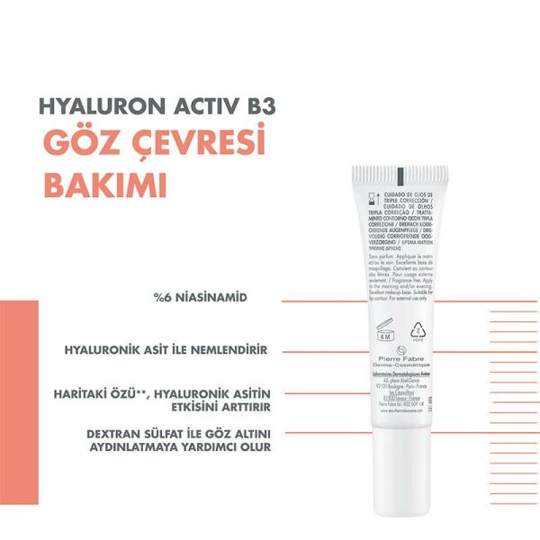 Avene Hyaluron Activ B3 Üçlü Düzeltici Gözaltı Kremi 15 ml