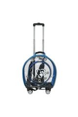 Markapet Fileli Tekerlekli Kedi Köpek Taşıma Çantası 42 x 40 x 22 cm Mavi 15 kg