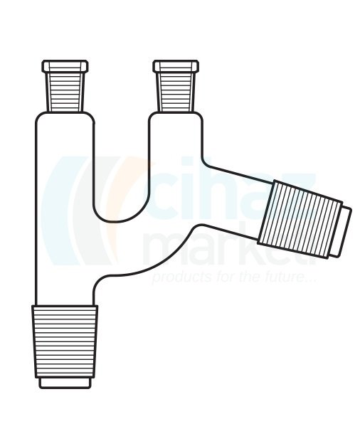 Çalışkan Cam Teknik LG012.09.2914 Distilasyon Adaptörü, Claisen tipi Dişi NS: 29/32 - Erkek NS: 14,5/23