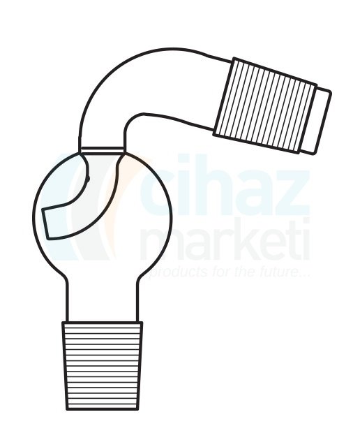 Çalışkan Cam Teknik LG012.11.1423 Distilasyon Adaptörü, Sıçratma tutuculu, 75° açılı Dişi NS: 14,5/23 - Erkek NS: 14,5/23