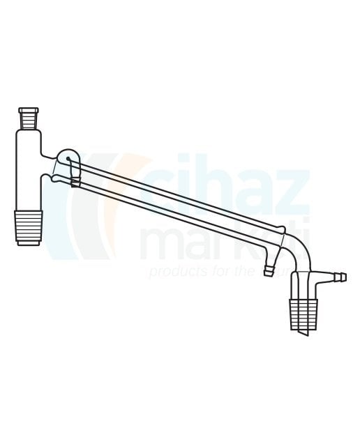 Çalışkan Cam Teknik LG012.14.1430 Distilasyon Köprüsü, Termometre girişli, Soğutuculu, Vakum çıkışlı Dişi NS: 14,5/23 - Erkek NS: 29/32