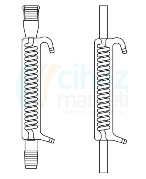 CMT-SS01-0300 Spiralli soğutucu, Çift Şilifli NS: 29/32, Ceket Boyu 300 mm