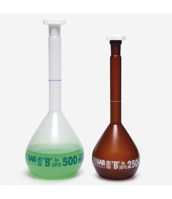 ISOLAB 014.13.500 balon joje - P.P - amber - B kalite - beyaz skala - 500 ml - NS 19/26