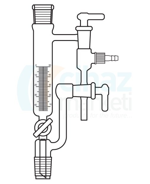 Çalışkan Cam Teknik LG015.01.2932 Distilasyon toplama başlığı, dik 50 Litre Hacim, NS:29/32