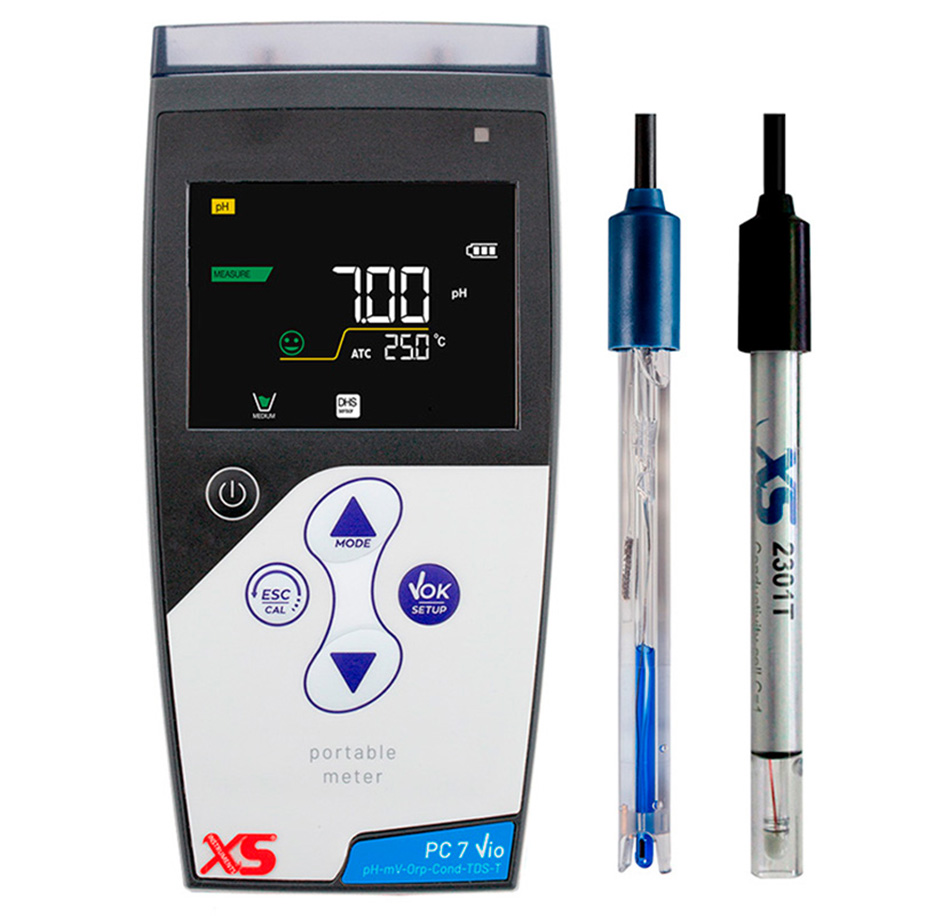 XS Instruments PC 7 Vio Taşınabilir Multiparametre Ölçer + XS 201 T pH Elektrotu + 2301T İletkenlik Hücresi