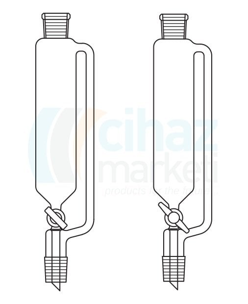 Çalışkan Cam Teknik LG019.04.2906 Silindirik tip, Damlatma hunisi, Basınç denge borulu, PTFE Musluk 2000 ml Hacim, NS : 29/32,  Musluk/Delik Çapı  18.8/6.0 mm