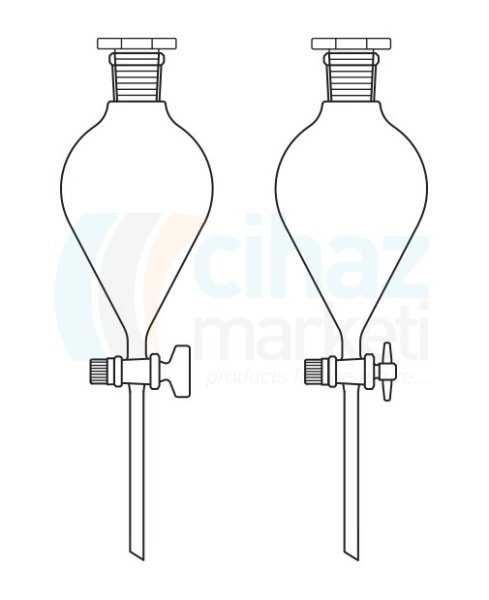 Çalışkan Cam Teknik LG019.09.2904 Ayırma Hunisi, Armudi Tip, Cam Musluk 2000 ml Hacim, NS: 29/32, Musluk/Delik Çapı 18.8/6.0 mm