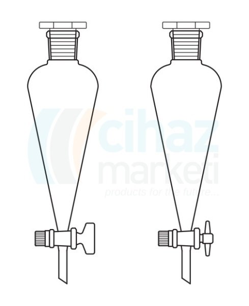 Çalışkan Cam Teknik LG019.13.2901 Ayırma hunisi, Konik tip, Cam Musluk 250 ml Hacim, NS: 29/32, Musluk/Delik Çapı 14.5/4.0 mm