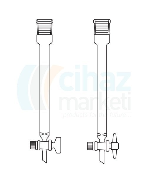 Çalışkan Cam Teknik LG020.06.2040 Kromatografi Kolonu, Şilifli, PTFE Musluklu Boru Çapı 20 mm, Boy 400 mm, NS: 29/32, 120 ml Hacim