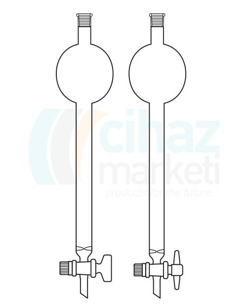 Çalışkan Cam Teknik LG020.09.3060 Kromatografi Kolonu, Hazneli Kolon, Cam Musluklu Boru Çapı 30 mm, Boy 600 mm, 430ml Hacim, 500 ml Rezervuar Hacmi