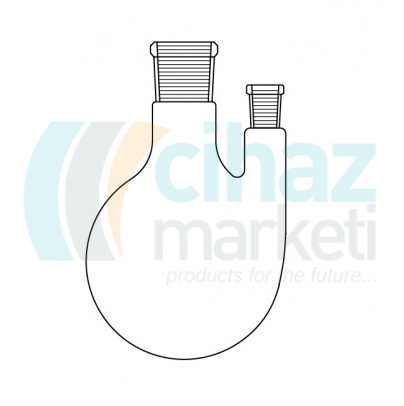 Çalışkan Cam Teknik LG006.04.4502 Balon, İki boyunlu, (Dik Boyun) 2000 ml Hacim, NS: 45/40 - 29/32