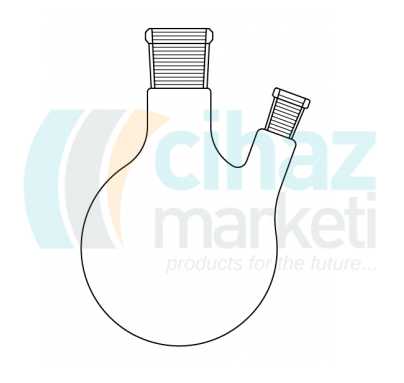 Çalışkan Cam Teknik LG006.05.1402 Balon, İki boyunlu, (45◦ Açılı Boyun) 50 ml Hacim, NS: 14,5/23 - 14,5/23