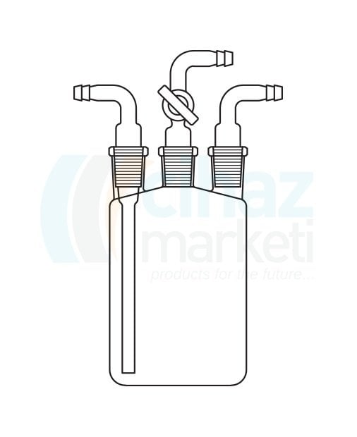 Çalışkan Cam Teknik LG024.12.0250 Woulfe Şişesi NS: 14.05/23, 250 ml Hacim