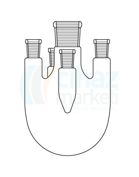 Çalışkan Cam Teknik LG006.09.2901   Balon, Beş boyunlu 1000 ml Hacim, NS: 29/32