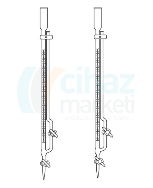 Çalışkan Cam Teknik LG025.18.0005 Büret, Mikro, Cam Musluklu 5 ml Hacim, Tolerans 0.02 ml