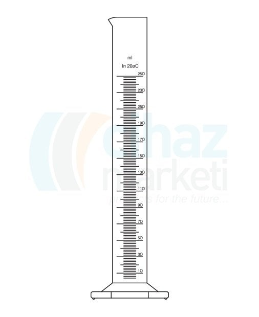 Çalışkan Cam Teknik LG025.26.0100 Mezür, Uzun Tip, Altıgen Tabanlı 100 ml Hacim