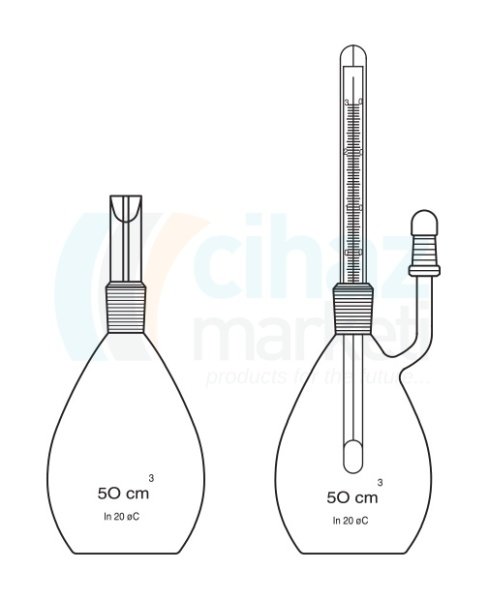 Çalışkan Cam Teknik LG025.32.0100 Piknometre, Gay Lussac, Termometreli 100 ml Hacim