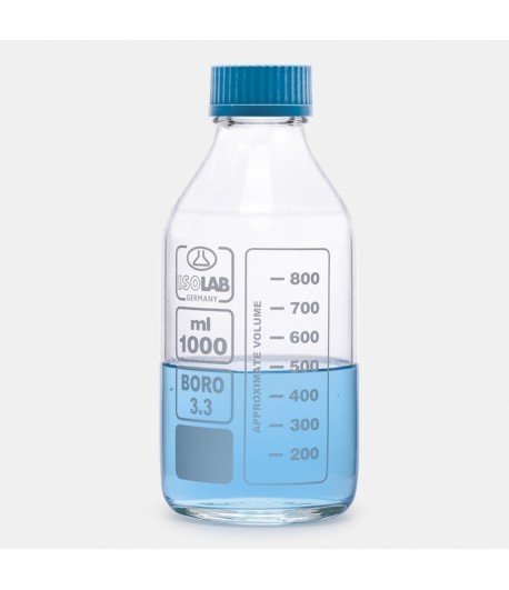 ISOLAB 061.02.910 şişe - borosilikat cam - amber - vidalı kapaklı - 10000 ml