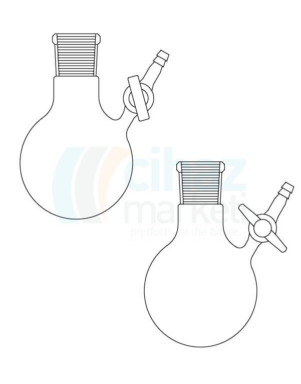 Çalışkan Cam Teknik LG007.02.1405 Azot (Schlenk) balonu, Teflon Musluklu 500 ml Hacim, NS: 14,5/23