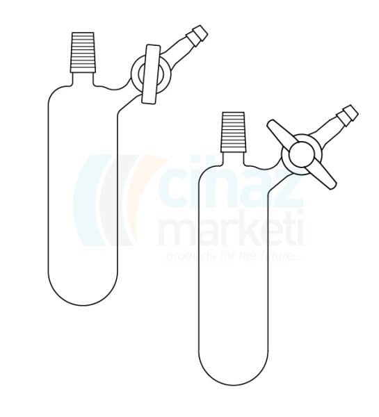 Çalışkan Cam Teknik LG007.06.0100  Azot (Schlenk) tüpü, Erkek şilifli, Cam  musluklu 100  ml Hacim, NS: 14,5/23