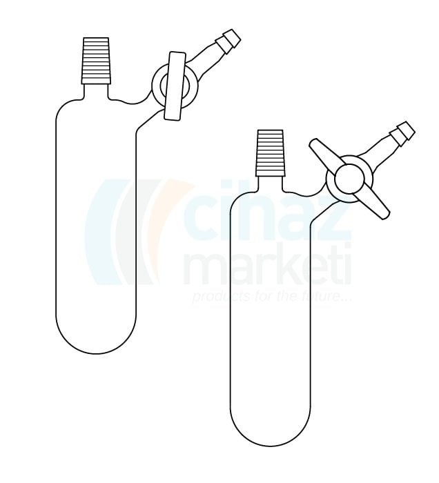 Çalışkan Cam Teknik LG007.07.0025  Azot (Schlenk) tüpü, Erkek şilifli, Teflon musluklu 25  ml Hacim, NS: 14,5/23