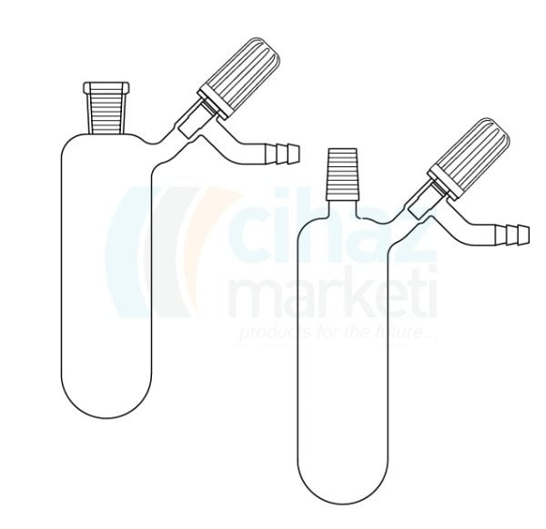 Çalışkan Cam Teknik LG007.08.0050  Azot (Schlenk) tüpü, Valf musluklu, Dişi  50  ml Hacim, NS: 14,5/23