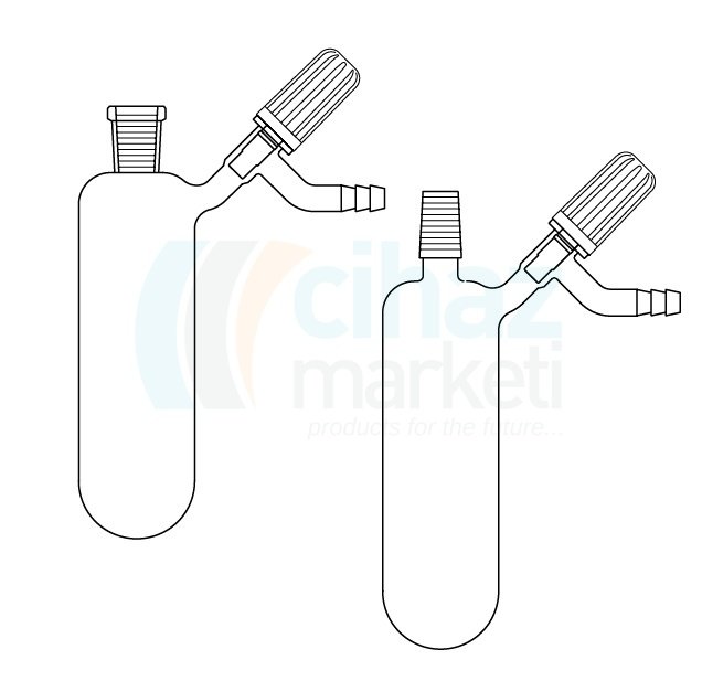 Çalışkan Cam Teknik LG007.09.0010  Azot (Schlenk) tüpü, Valf musluklu, Erkek şilifli 10  ml Hacim, NS: 14,5/23