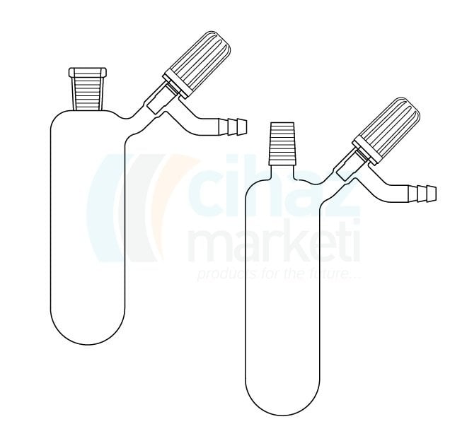 Çalışkan Cam Teknik LG007.09.0050 Azot (Schlenk) tüpü, Valf musluklu, Erkek şilifli 50  ml Hacim, NS: 14,5/23