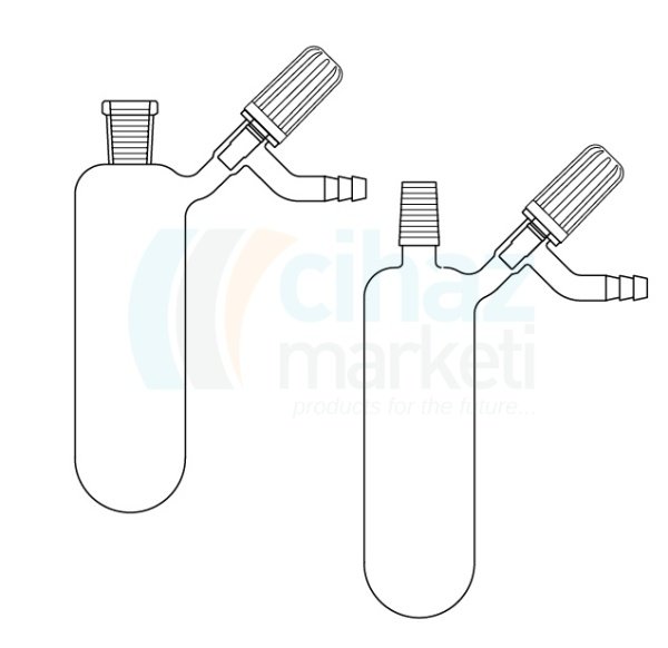 Çalışkan Cam Teknik LG007.09.0250  Azot (Schlenk) tüpü, Valf musluklu, Erkek şilifli 250  ml Hacim, NS: 14,5/23